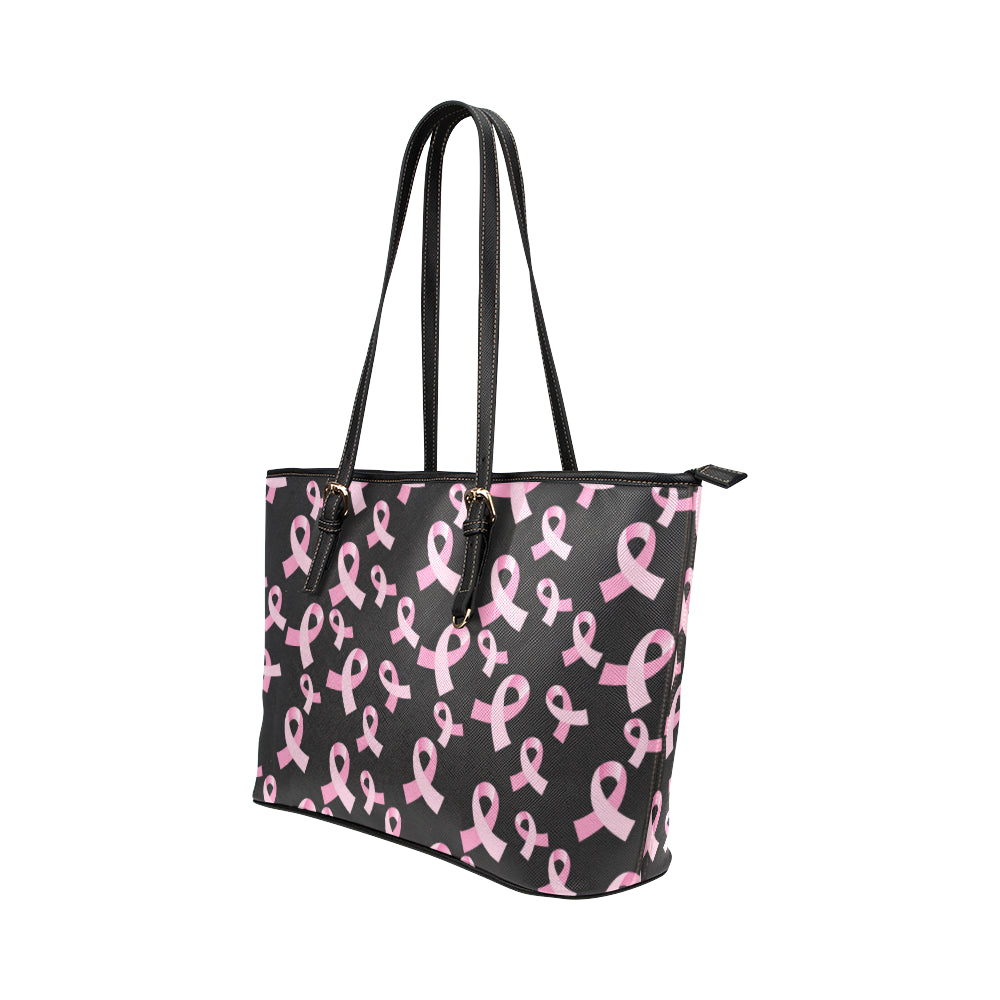 Breast Cancer Awareness Design Leather Tote Bag