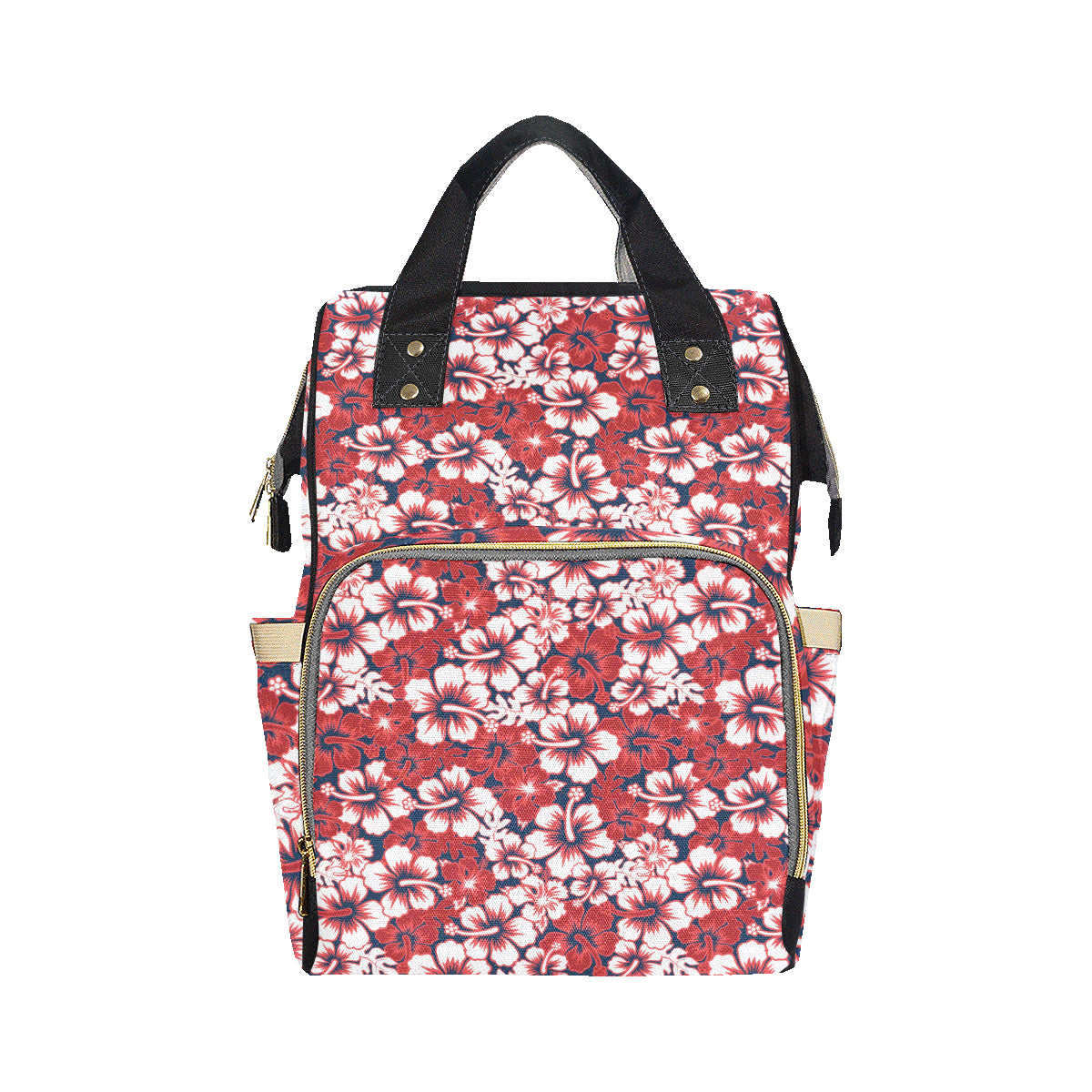 Red Hibiscus Pattern Print Design HB01 Diaper Bag Backpack
