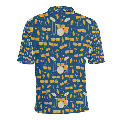 Drum Set Pattern Print Design 03 Men Polo Shirt