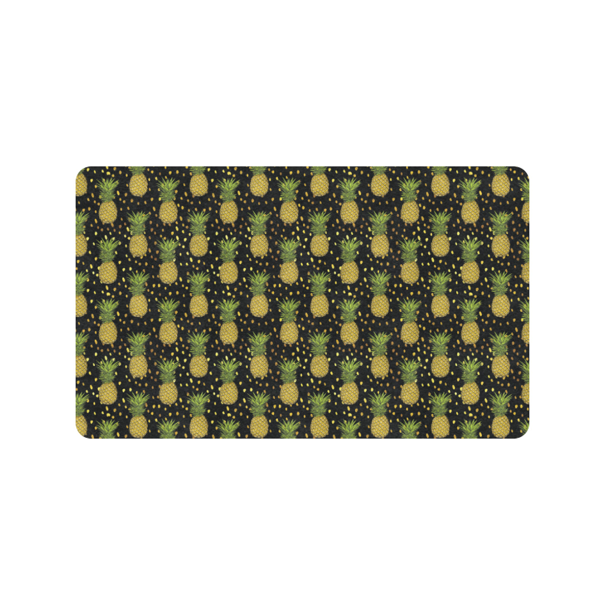 Pineapple Gold Dot Themed Print Rubber Doormat