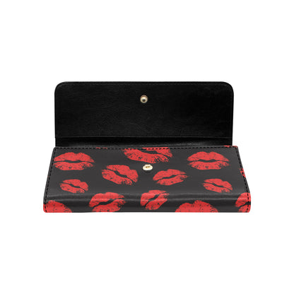 Lip Red Pattern Print Design 02 Women's Trifold Wallet