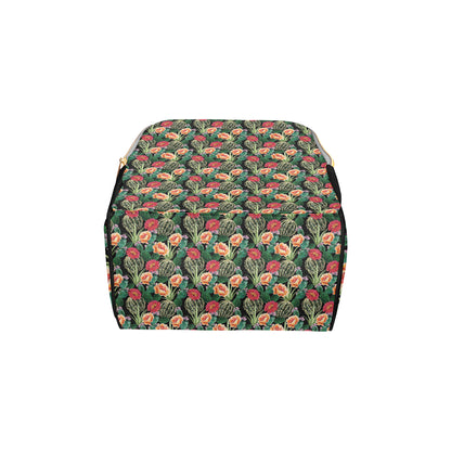 Cactus Pattern Print Design 06 Diaper Bag Backpack