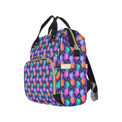 Pineapple Color Art Pattern Diaper Bag Backpack