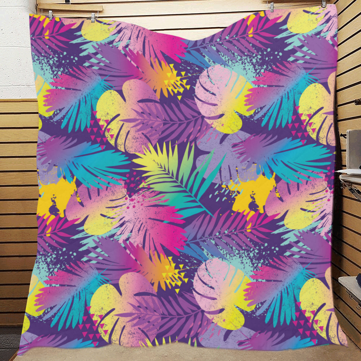 Palm Leaf Pattern Print Design A04 Premium Quilt