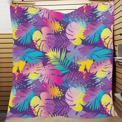 Palm Leaf Pattern Print Design A04 Premium Quilt