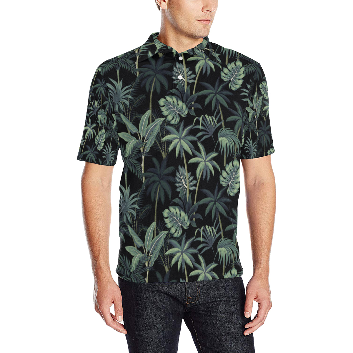 Rainforest Pattern Print Design RF02 Men Polo Shirt