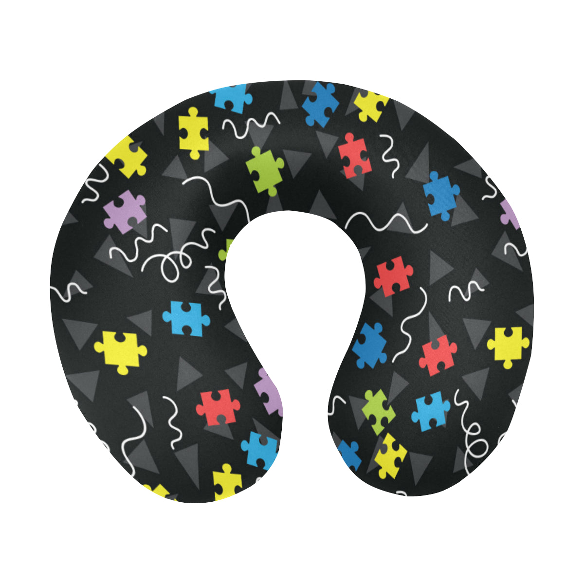 Autism Awareness Pattern Print Design 01 U-Shaped Travel Neck Pillow
