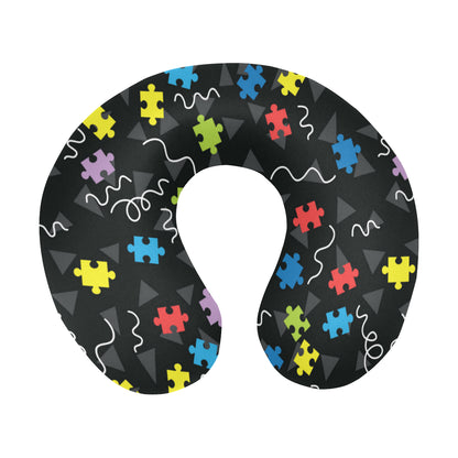 Autism Awareness Pattern Print Design 01 U-Shaped Travel Neck Pillow