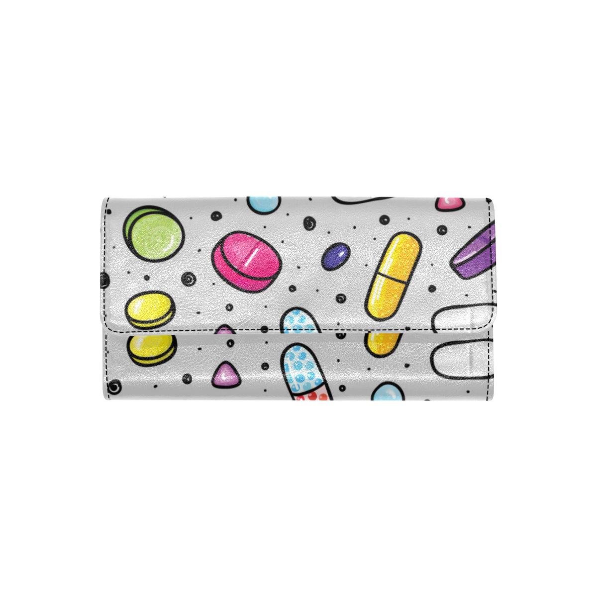 Pill Pattern Print Design A04 Women's Trifold Wallet