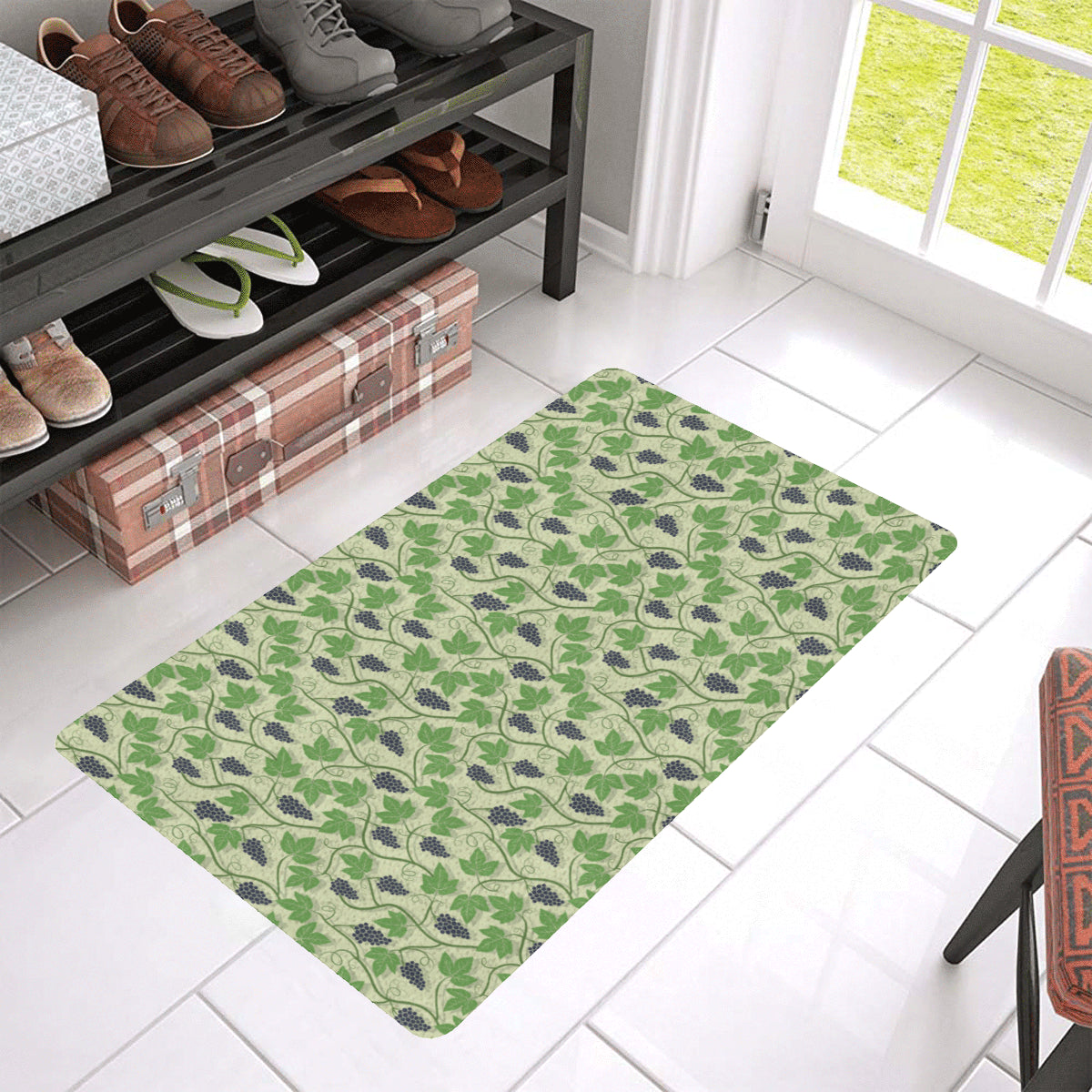 Wine Grape Thmed Print Rubber Doormat