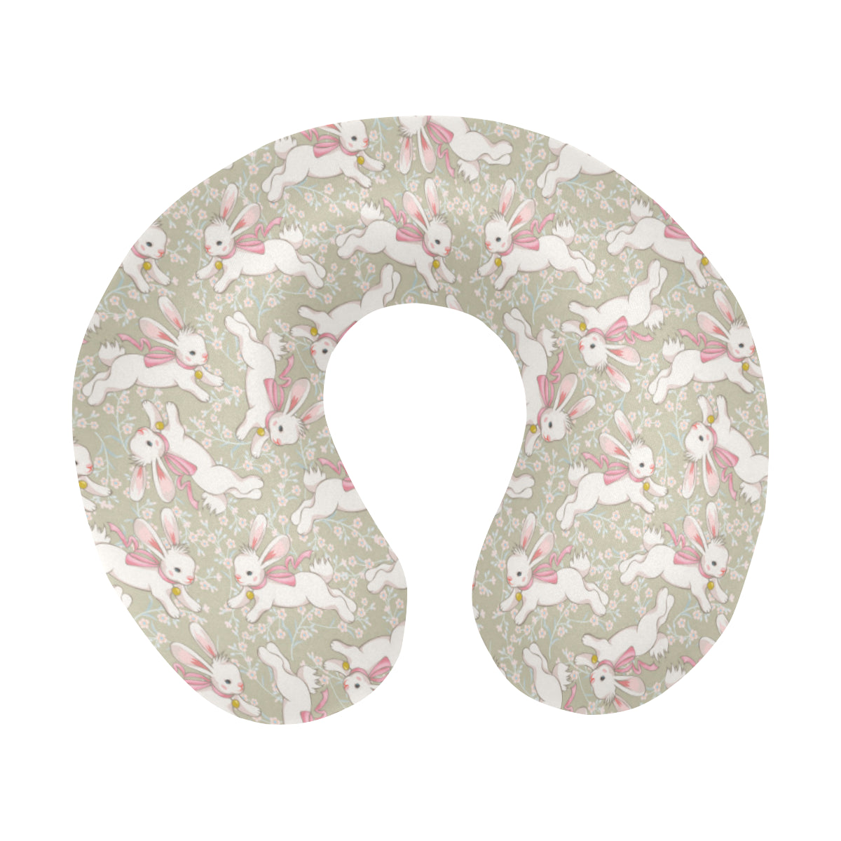 Bunny Pattern Print Design 06 U-Shaped Travel Neck Pillow