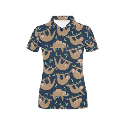 Sloth Print Design LKS307 Women's Polo Shirt