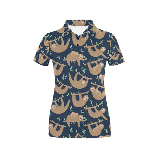 Sloth Print Design LKS307 Women's Polo Shirt