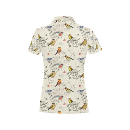 Bird Watercolor Design Pattern Women's Polo Shirt