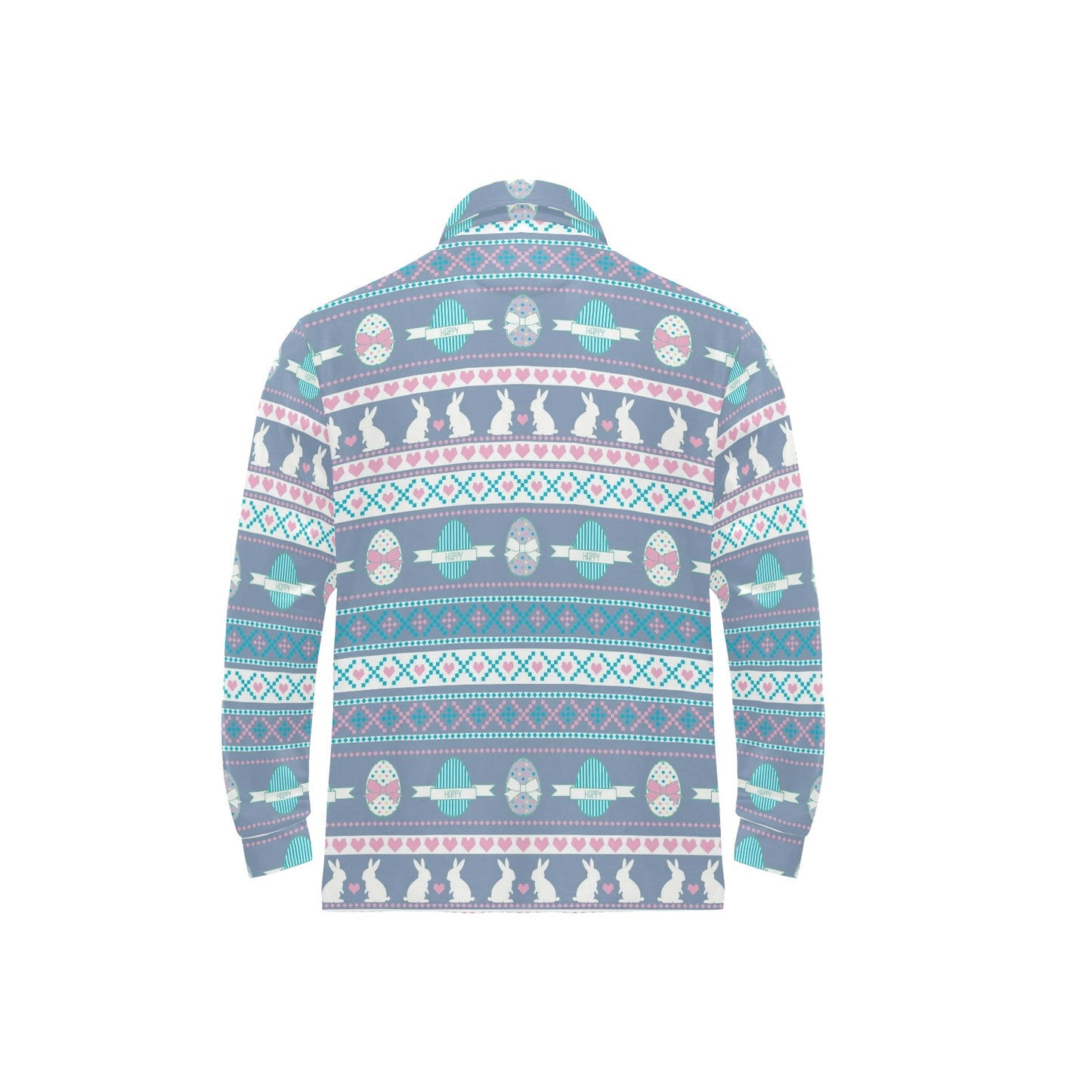 Easter Eggs Pattern Print Design RB013 Long Sleeve Polo Shirt For Men's