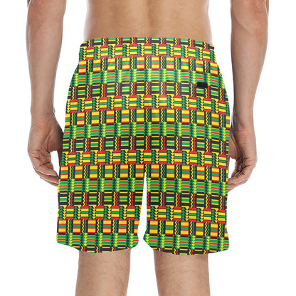 African Zip Zag Print Pattern Men's Swim Trunks Beach Shorts