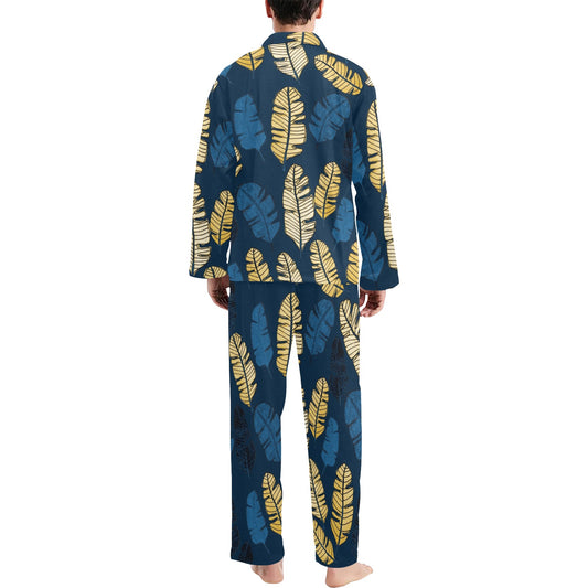 Banana Leaf Pattern Print Design BL09 Men's Long Pajama Set