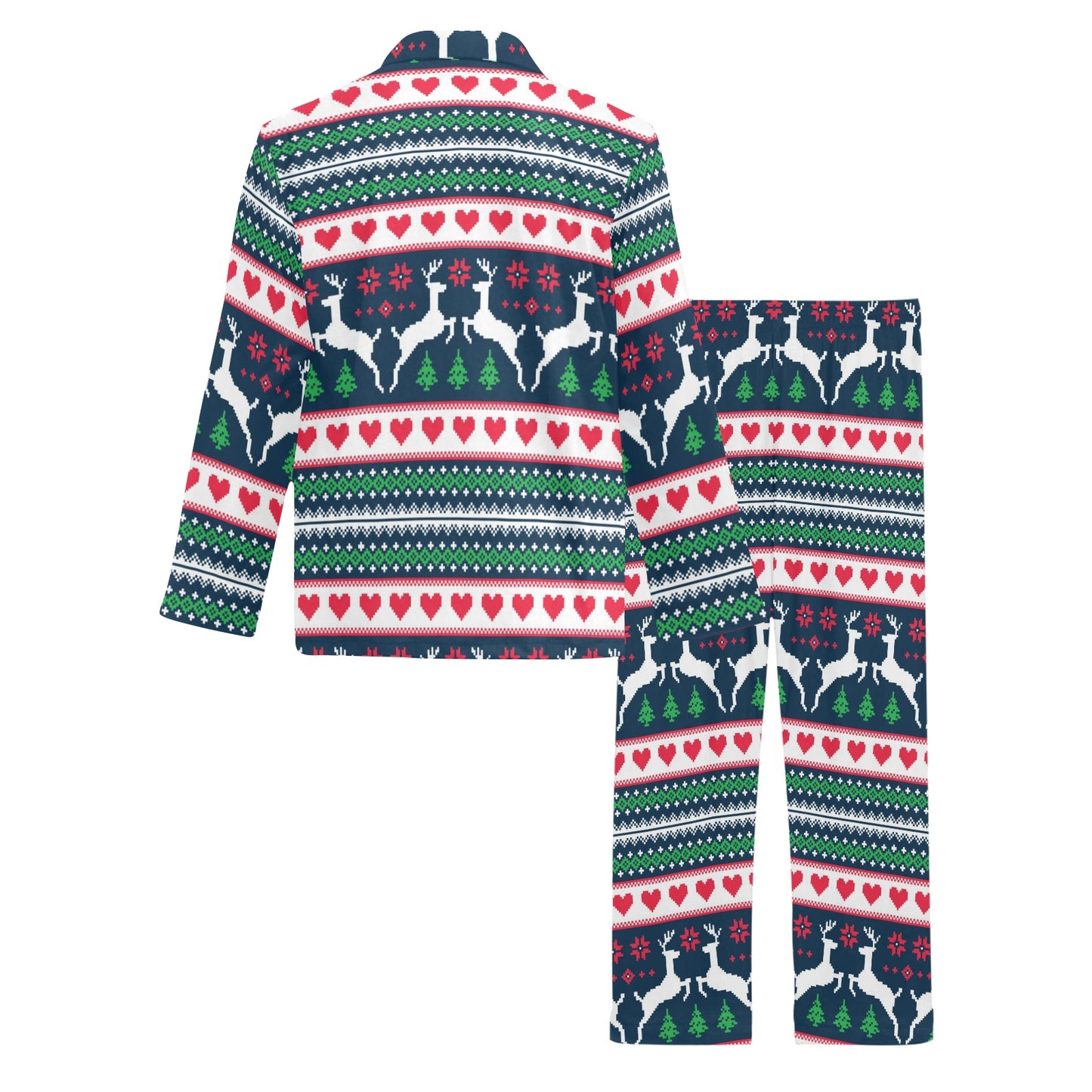 Reindeer Pattern Print Design 03 Men's Long Pajama Set