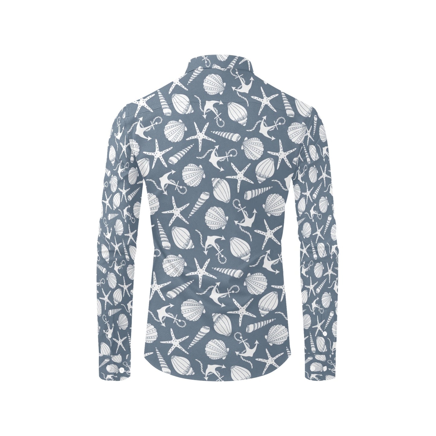 Seashell Print Design LKS306 Men's Long Sleeve Dress Shirt