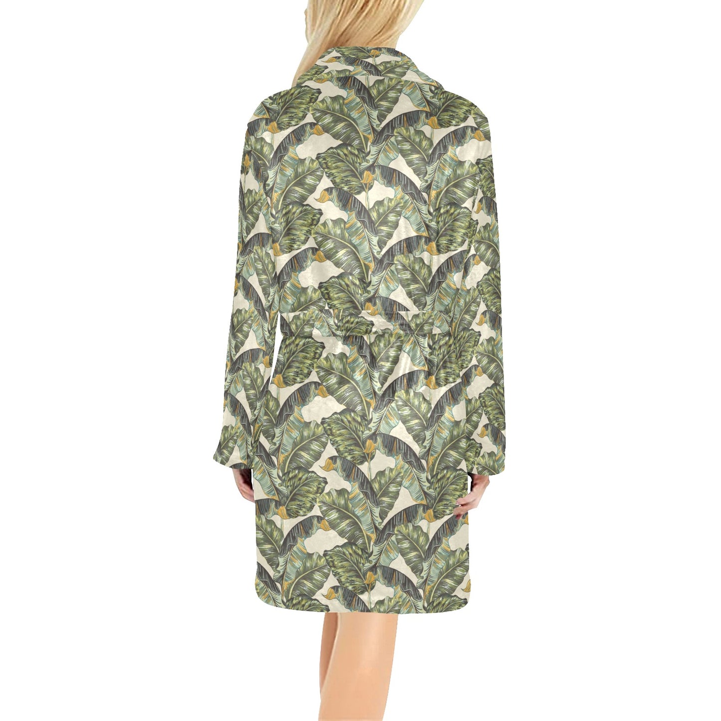 Banana Leaf Pattern Print Design 04 Women's Fleece Robe
