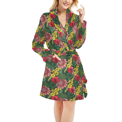 Summer Floral Print Design LKS305 Women's Fleece Robe