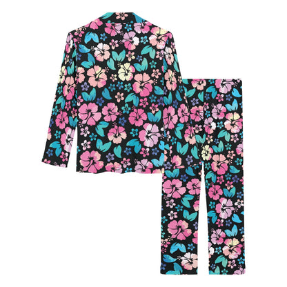 Pink Hibiscus Hawaiian Flower Women's Long Pajama Set