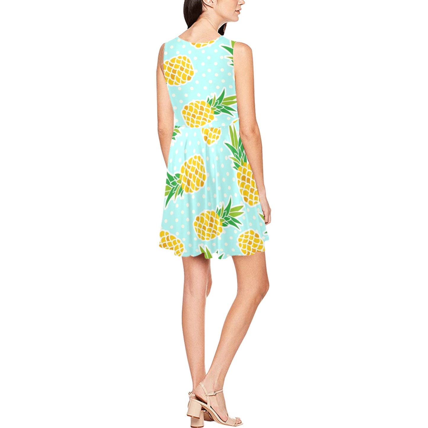 Pineapple Pattern Print Design PP01 Sleeveless Dress