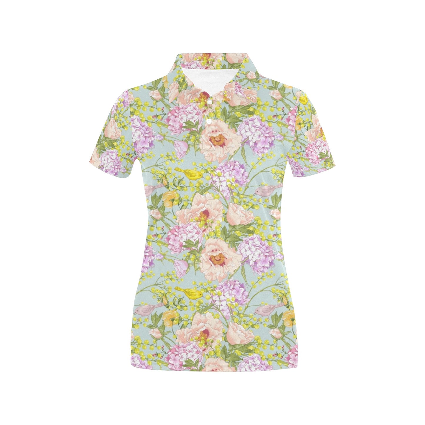 Hydrangea Pattern Print Design HD02 Women's Polo Shirt