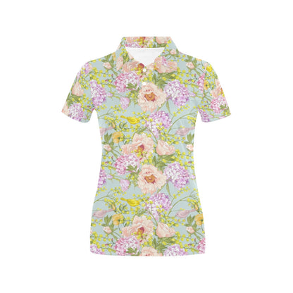 Hydrangea Pattern Print Design HD02 Women's Polo Shirt
