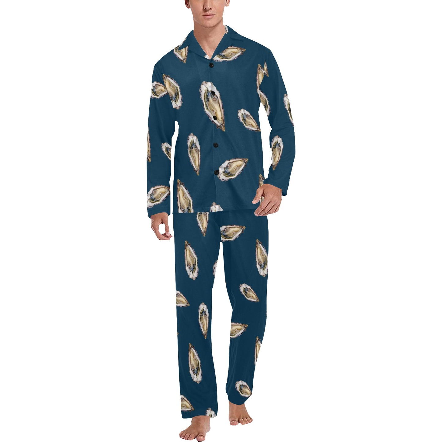 Oyster Pattern Print Design 03 Men's Long Pajama Set