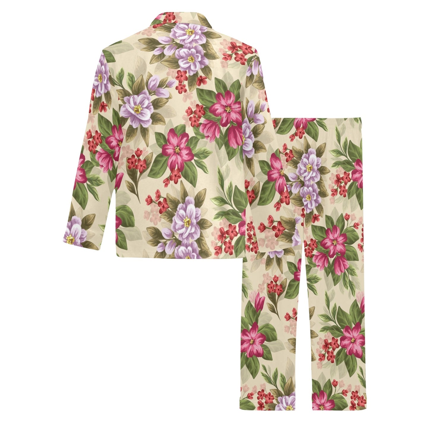 Summer Floral Pattern Print Design SF08 Men's Long Pajama Set