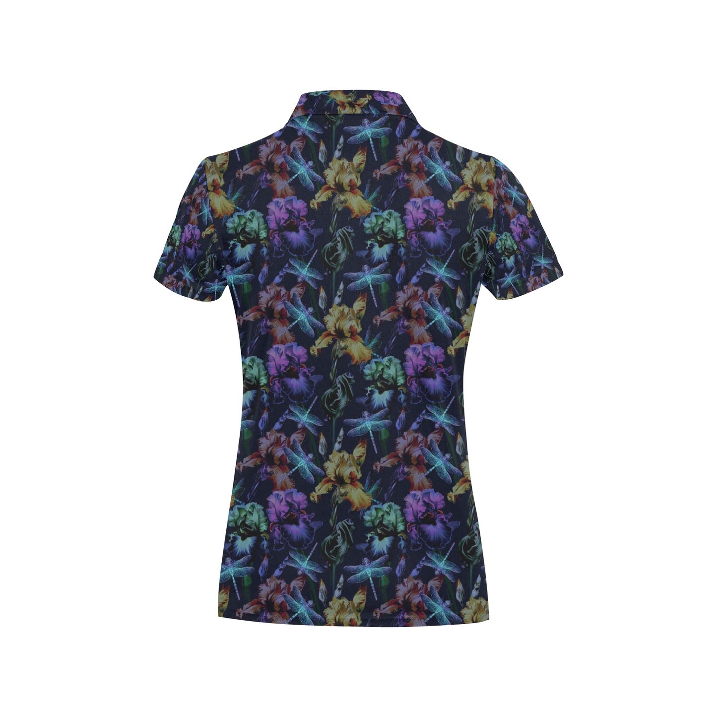 Dragonfly With Floral Print Pattern Women's Polo Shirt