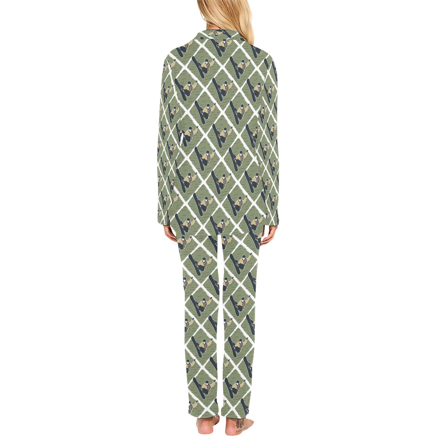 Snowboard Man Print Design LKS302 Women's Long Pajama Set