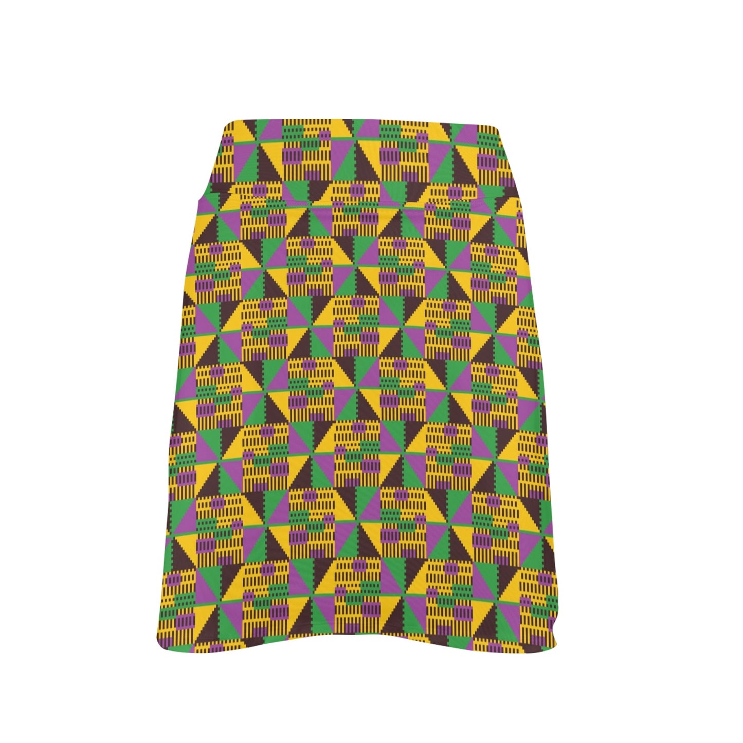 Kente Triangle Design African Print 17" Golf & Pickleball Skort with Pockets