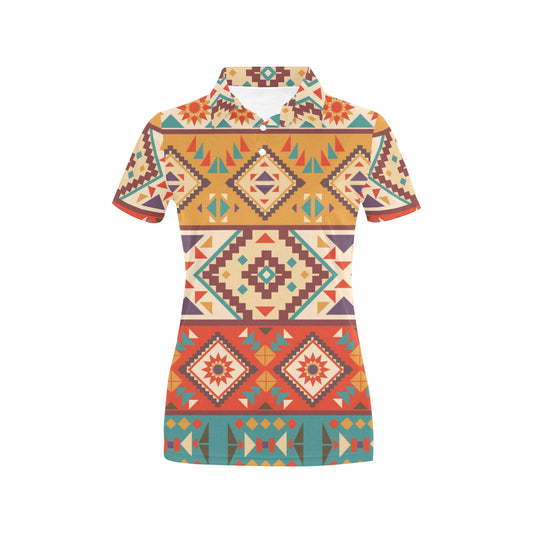 Navajo Pattern Print Design A01 Women's Polo Shirt