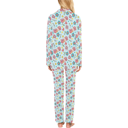 Crochet Pattern Print Design 01 Women's Long Pajama Set