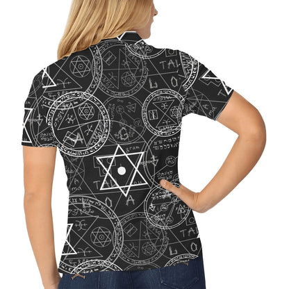 Pentagram Pattern Print Design A01 Women's Polo Shirt