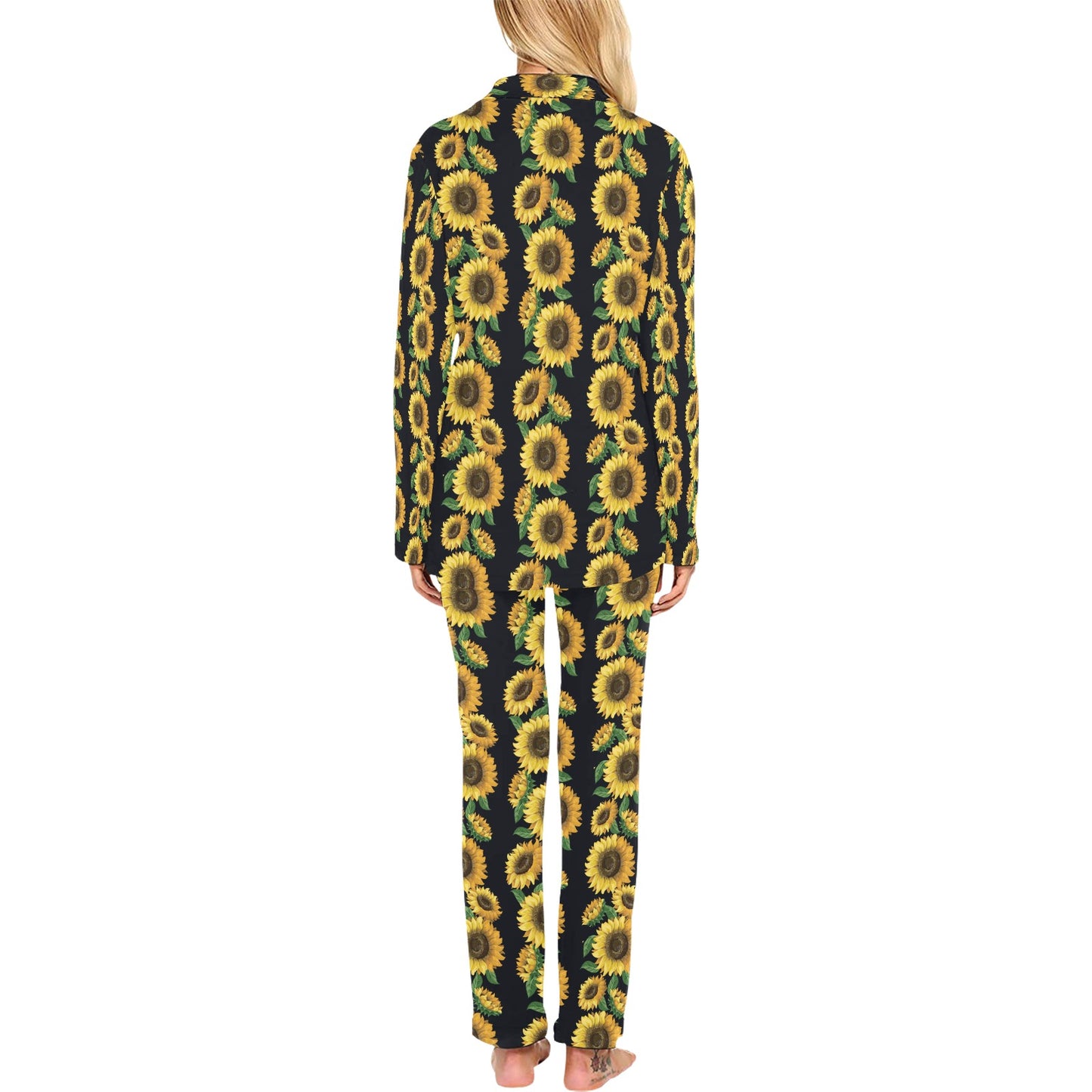 Sunflower Print Design LKS306 Women's Long Pajama Set