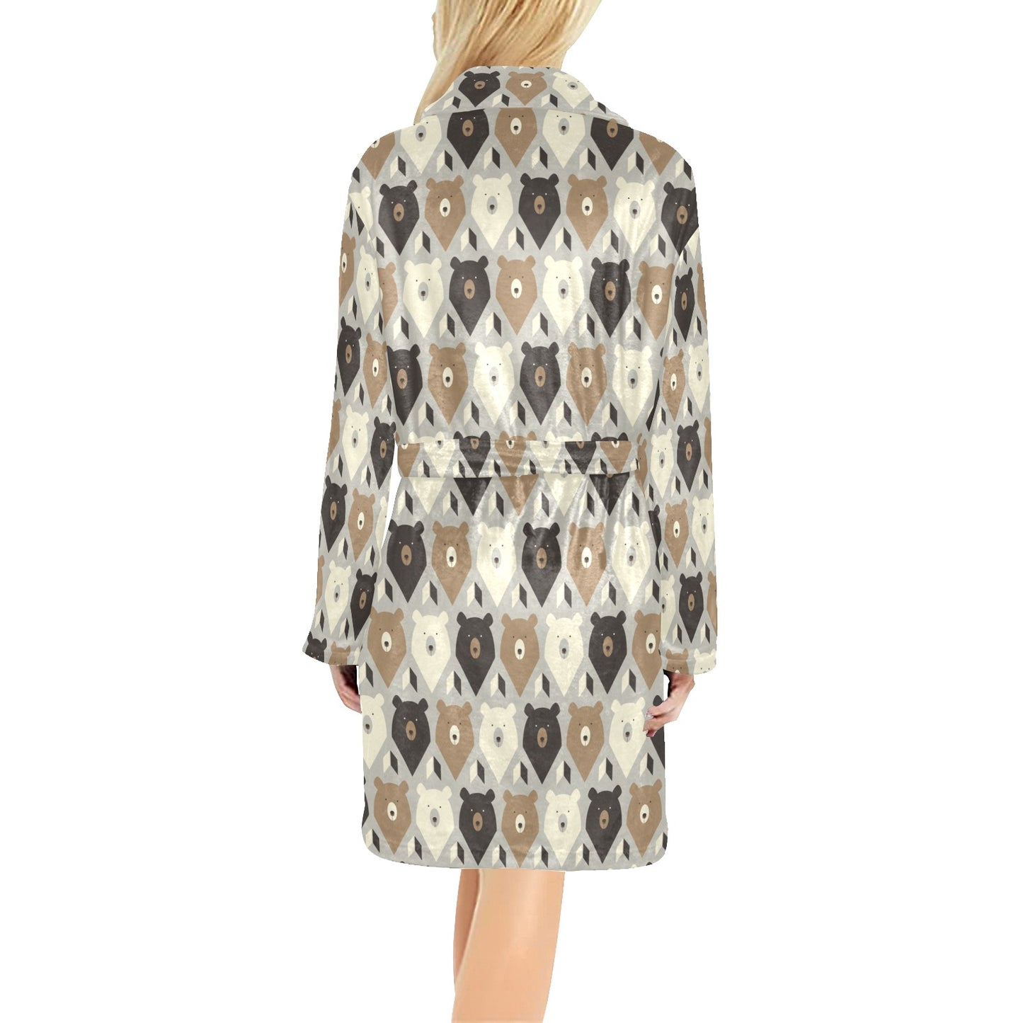 Bear Pattern Print Design 04 Women's Fleece Robe