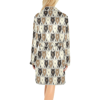 Bear Pattern Print Design 04 Women's Fleece Robe