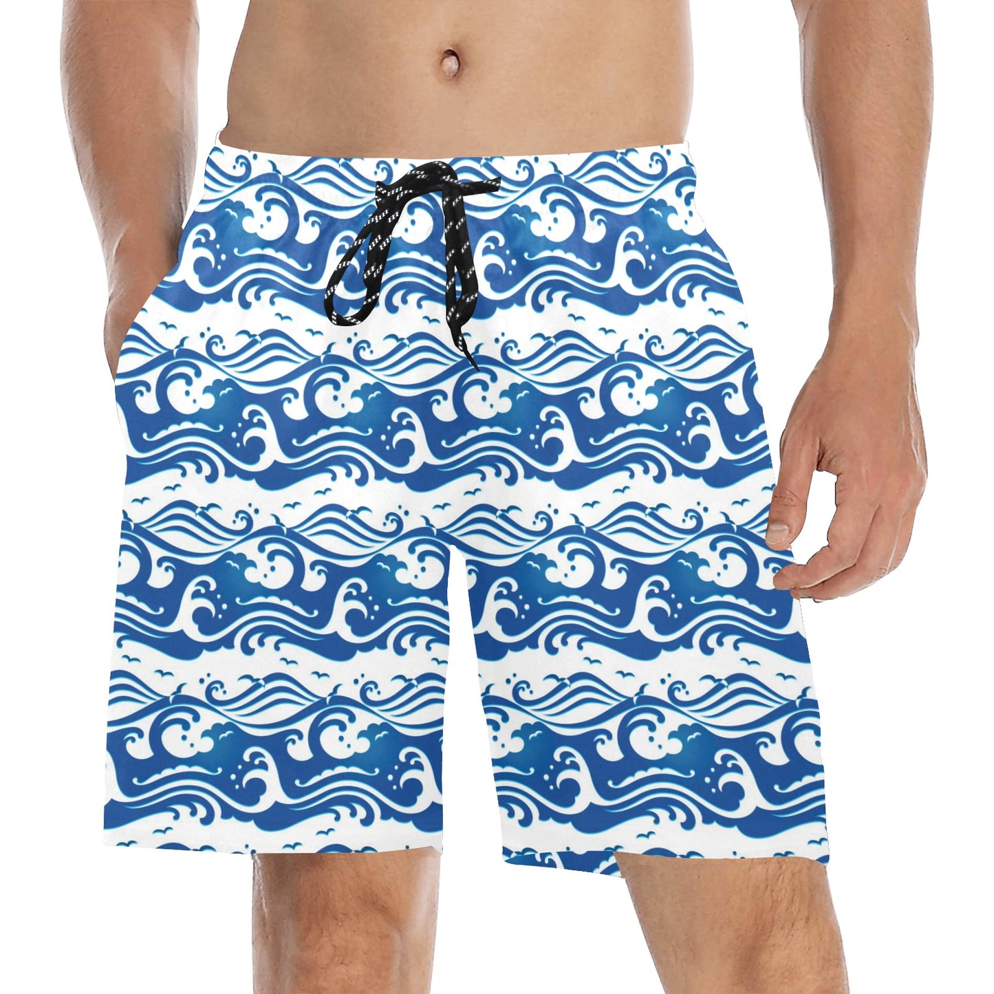 Wave Print Design LKS303 Men's Swim Trunks Beach Shorts