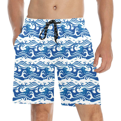 Wave Print Design LKS303 Men's Swim Trunks Beach Shorts