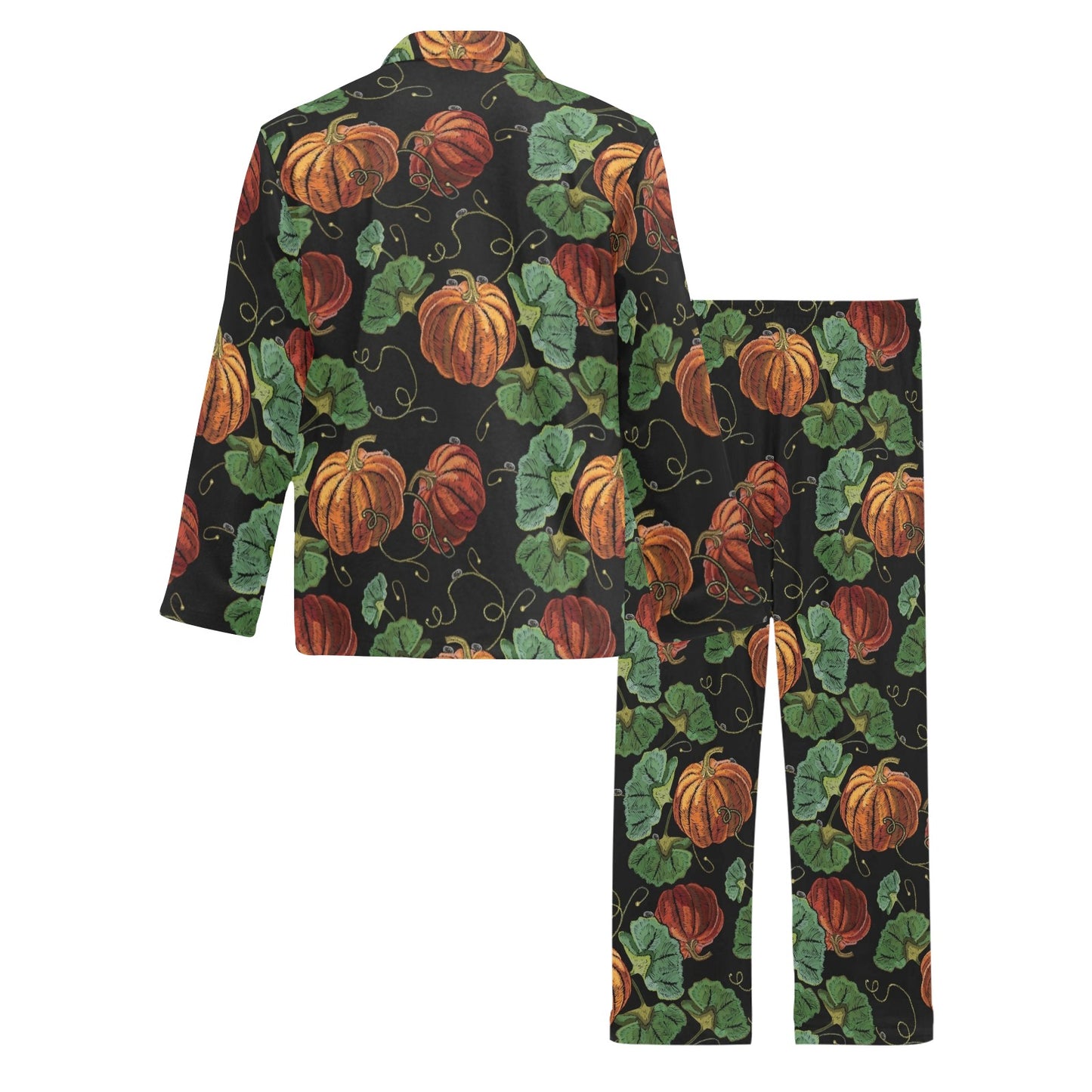 Pumpkin Pattern Print Design A02 Men's Long Pajama Set