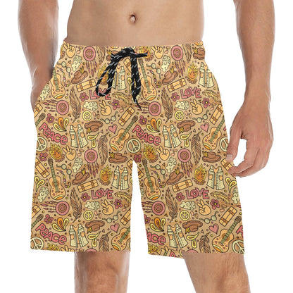 Hippie Print Design LKS305 Men's Swim Trunks Beach Shorts