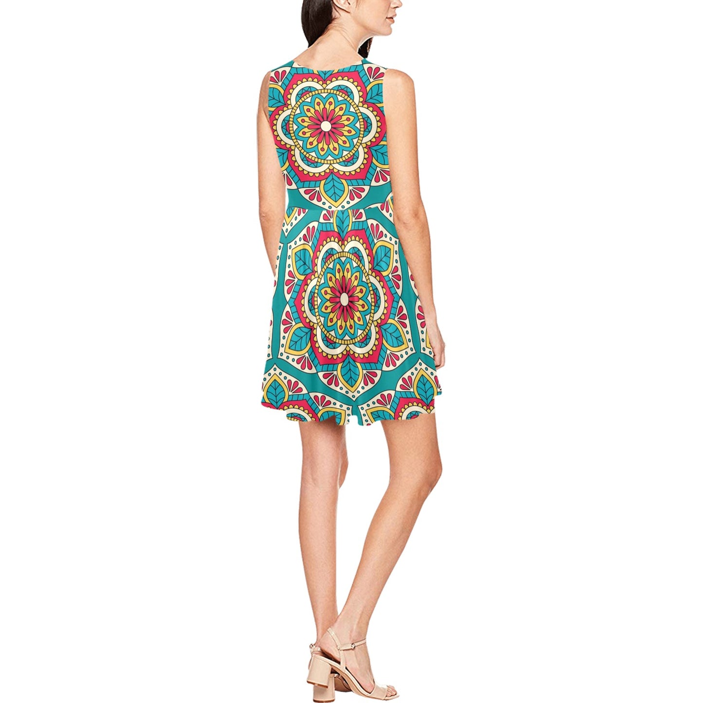 Mandala Pattern Print Design 03 Sleeveless Dress