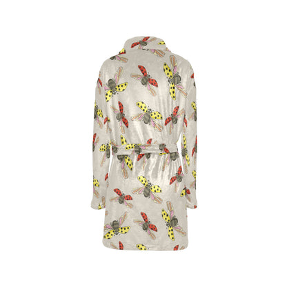 Ladybug Pattern Print Design 04 Women's Fleece Robe