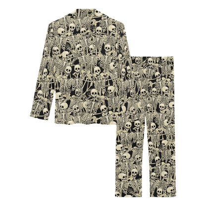 Skeleton Design Print Women's Long Pajama Set