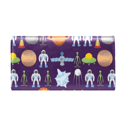 Alien Astronaut Planet Women's Trifold Wallet