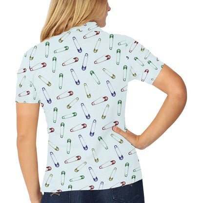 Safety Pin Print Design LKS303 Women's Polo Shirt