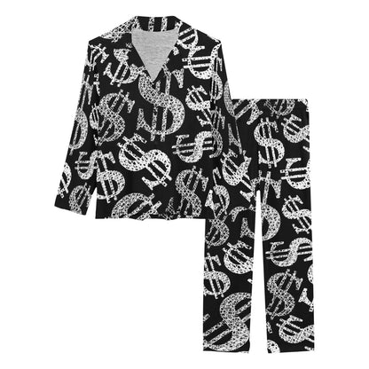 Money Pattern Print Design 02 Women's Long Pajama Set